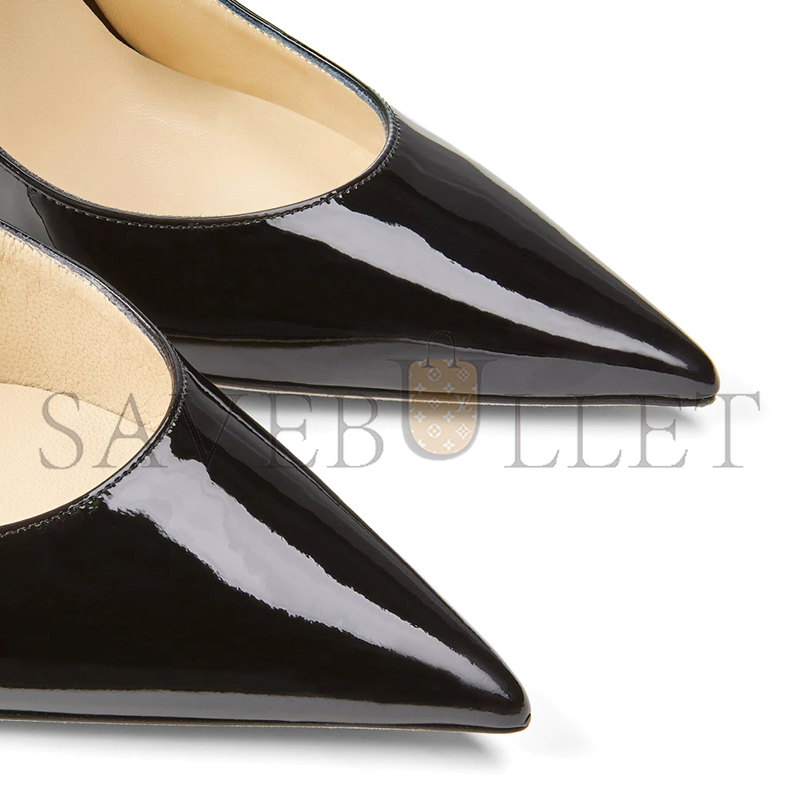 Ji*y Ch* bing 100 black patent leather mules with crystal strap bing100pat